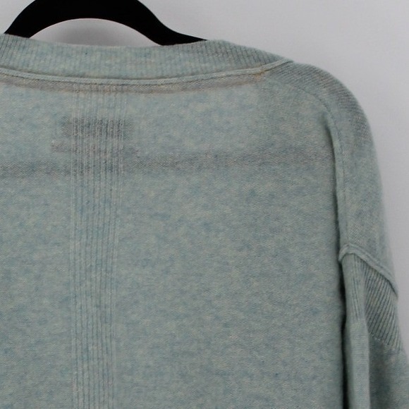 Pilcro Anthropologie Medium $178 Aqua 100% Cashmere Oversized Boyfriend Cardigan - Picture 9 of 15